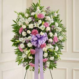 Deepest Sympathies Lavender & White Standing Spray
