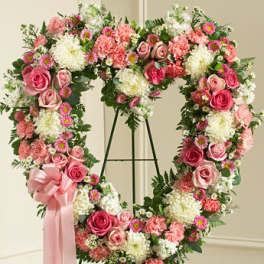 Always Remember Pink Floral Heart Tribute