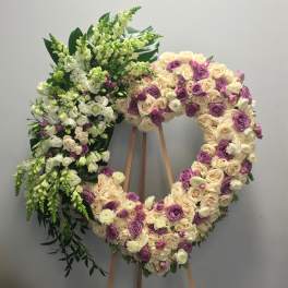 White and Lavender Rose Heart