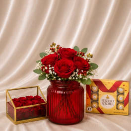 Romantic Ruby Roses Set