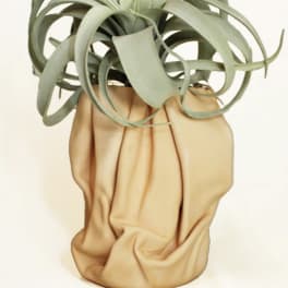 Large Sculpted Leather Flower Vase