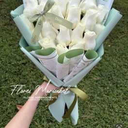 24 white roses