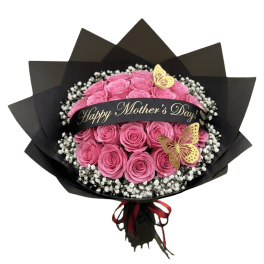 Bouquet 25 roses pink