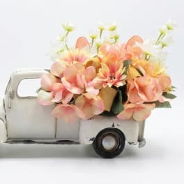 Peach & Pink Silk Flower Truck