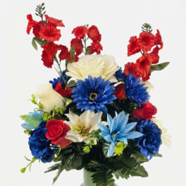 Red, White and Blue Cemetery Vase Bouquet