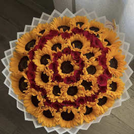 Sunflowers red roses