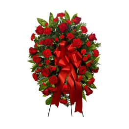 Mixed Red Florals Standing Spray