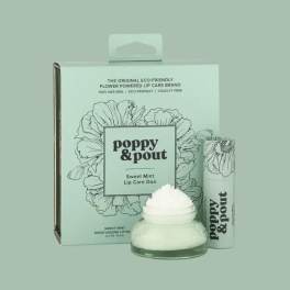 Lip balm duo in mint packaging with a small jar and tube