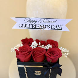 Black Chanel inspired rose chain bag