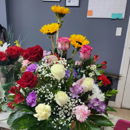 Rosas girasoles claveles