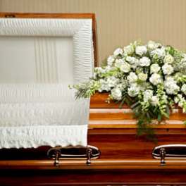 All White Casket Spray