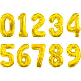Helium filled GOLD number balloon