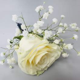 White Rose Boutonnière by Almaden Valley Flowers™
