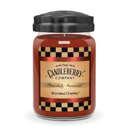 Jar candle labeled Branded Cherries