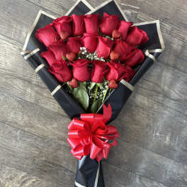 red roses in layers