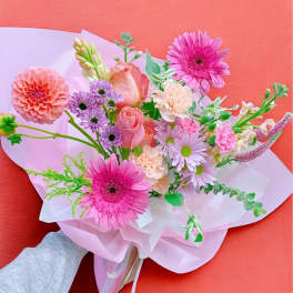 Pink bright seasonal bouquet