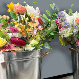 Metal Bucket Seasonal Flower