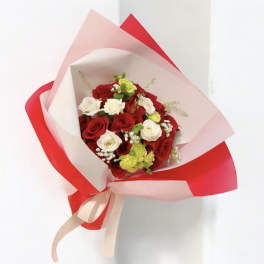 Premium 21 red and white roses bouquet