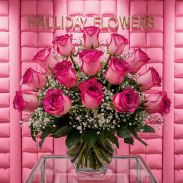 18 Hot Pink Roses