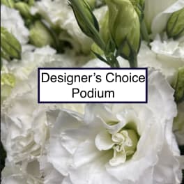 White lisianthus blooms with green buds