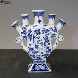 Blue and White Tulipiere (with flowers)