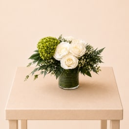 Elegant White Roses & Greens