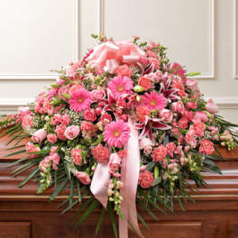 Cherished Memories Half Casket Cover - Pink
