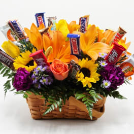 Sweet and Vibrant Candy Flower Basket