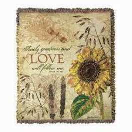 Decorative blanket with a sunflower and the word LOVE