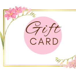 Pink floral gift card with gold border
