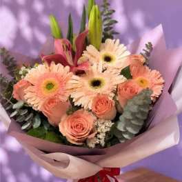Peach Gerbera & Lily Bouquet