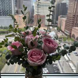 Pink Garden Rose Vase Arrangement