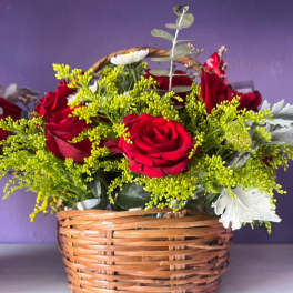 Red Rose Garden Basket