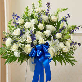 Heartfelt Sympathies Blue & White Standing Basket