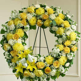 Serene Blessings Yellow Standing Wreath