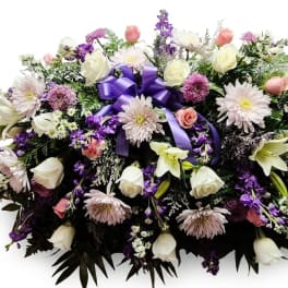 Bountiful Lavender, Pink and White Casket Spray