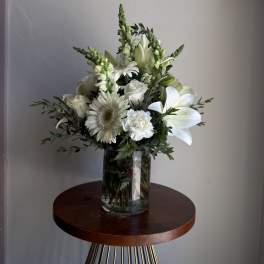 All White Round Arrangement