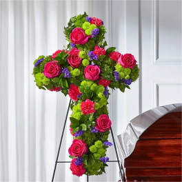 Vibrant Garden Cross Funeral Cross Houston Same Day Flower Delivery