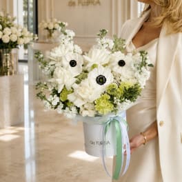 White Mixed Flower Box with Roses