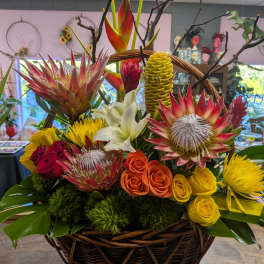 Tropical flower basket