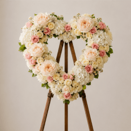 Graceful Tribute Heart Wreath – Elegant Sympathy Flowers Delivery