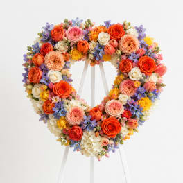 Forever in Bloom Heart Wreath – Colorful Sympathy Flowers | Same-Day Delivery Los Angeles