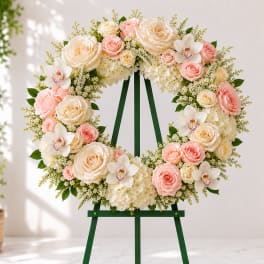 Blush Garden Wreath – Sympathy Flowers & Delivery