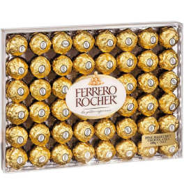 Box of Ferrero Rocher chocolates in gold wrappers