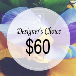 Designer’s Choice $60 over a colorful flower background
