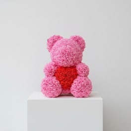Luxury Pink Rose Bear With Heart – Signature Love Gift. 70 Cm