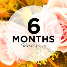 Pink flowers with a "6 MONTHS Subscription" label