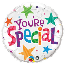 Round foil balloon reading "You're Special" with colorful stars
