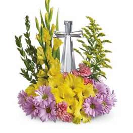 Pastel Crystal Cross Bouquet - by Zahn's Flowers & More
