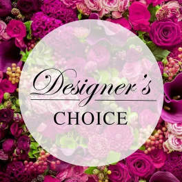 Pink and purple floral background with a circular "Designer’s Choice" label